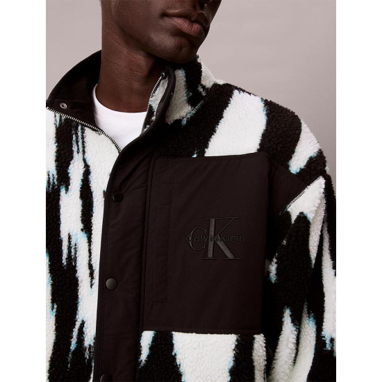 Calvin Klein Ανδρικό μπουφάν Sherpa Printed Relaxed Mock Neck Jacket
